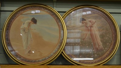 Lot 1164 - Two Victorian prints in circular frames depicting female figures