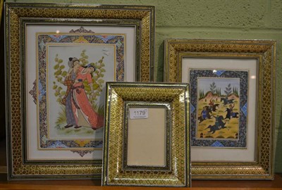 Lot 1179 - Indian miniatures and decorative frames (3)