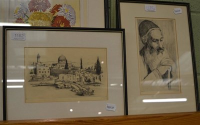 Lot 1182 - Two 19th century engravings signed J Eisenberg, Jerusalem