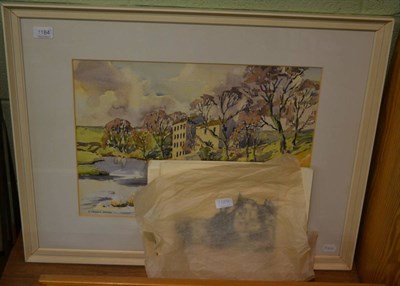 Lot 1184 - E Charles Simpson (1915-2007), ";The Old Mill, Grassington";, watercolour, together with two...