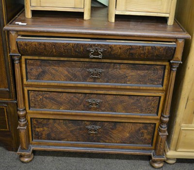 Lot 1207 - A 19th century pine four height chest of drawers with painted decoration