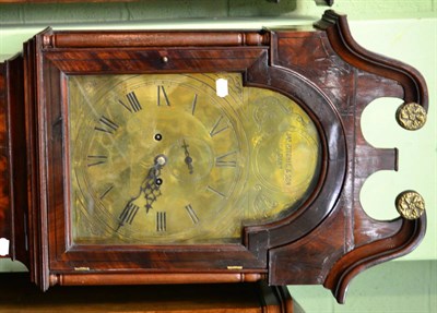 Lot 1212 - An eight day mahogany longcase clock with brass arched dial, signed, J Ritchie & Son, Edinburgh