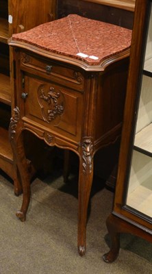 Lot 1222 - Louis XV style walnut pot cupboard with marble top