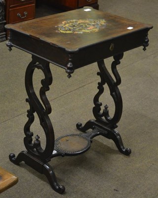 Lot 1249 - A Victorian rosewood work table with brass and copper inlay