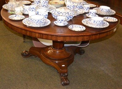 Lot 1256 - Mid 19th century mahogany circular breakfast table raised on a faceted tapering baluster and...