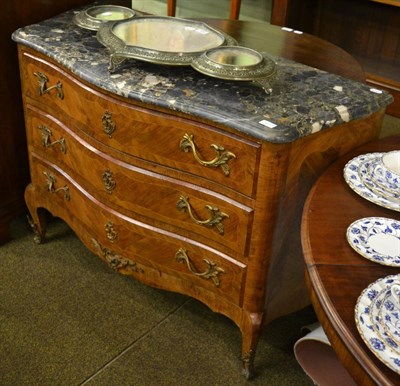 Lot 1257 - A 19th century French walnut ormolu mounted commode with marble top