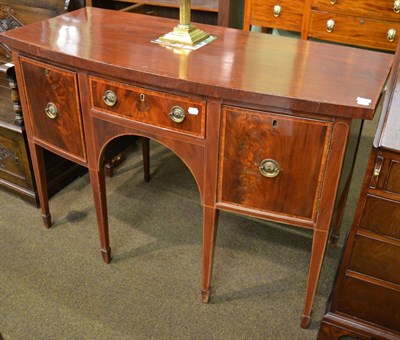 Lot 1259 - George III mahogany inlaid bowfront sideboard