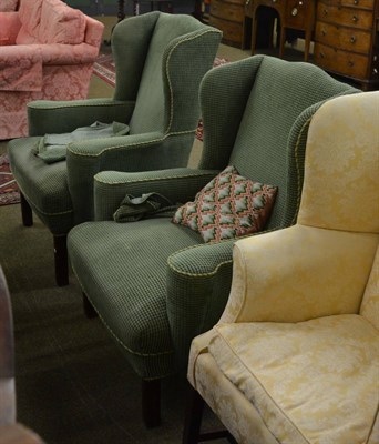 Lot 1264 - Pair of 19th century wingback armchairs