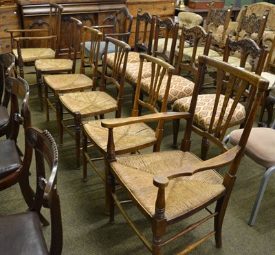 Lot 1276 - Set of six rush seated chairs