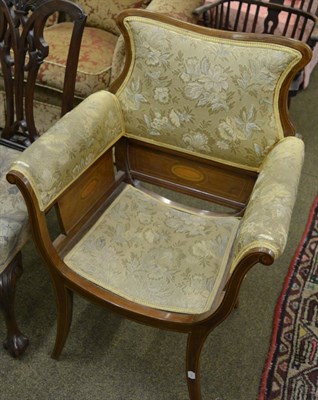 Lot 1279 - An Edwardian walnut inlaid armchair with tub shaped seat