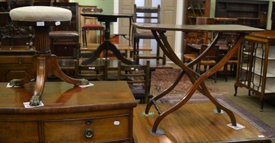 Lot 1286 - A Regency mahogany tripod piano stool and a mahogany coaching table