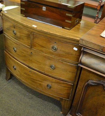 Lot 1342 - A Victorian mahogany bow front three height chest of drawers