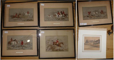 Lot 1345 - A set of five 19th century hunting prints and a 19th century watercolour of Whitby