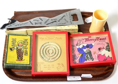 Lot 3 - A group of early 20th century ivory including necklace, gents brushes etc 1940's/50's games,...