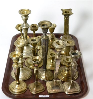 Lot 13 - Eighteen various silver dwarf, corinthium column and other candlesticks