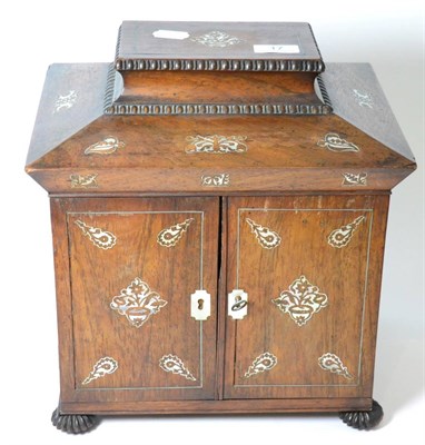 Lot 17 - A Victorian lady's rosewood and mother-of-pearl inlaid table cabinet