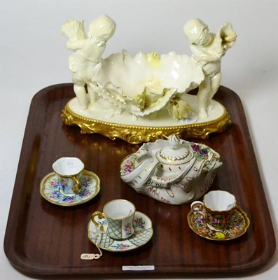 Lot 21 - A Moore Brothers figural cherub and shell dish, circa 1880's, in integral stand, gilt...