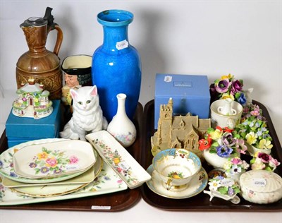 Lot 41 - A large assortment of ceramics and Coalport flowers etc (on two trays)