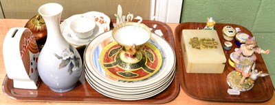 Lot 42 - A Meissen dish and cup with saucer, five enamel boxes and a teddy, Copenhagen bottle vase,...