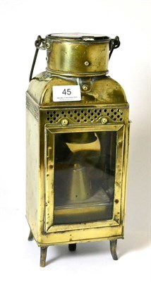 Lot 45 - An early 20th century brass cased and glazed lantern