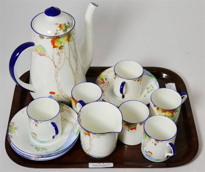 Lot 51 - A Shelley six piece coffee service containing six coffee cans, saucers, a coffee pot and a milk jug