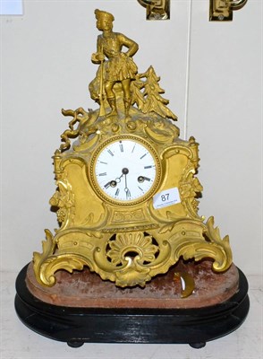 Lot 87 - A French gilt metal striking mantel clock (damaged foot)