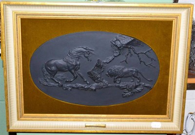 Lot 92 - A framed Wedgwood black basalt plaque ";The Frightened Horse"; limited edition, no. 163/250