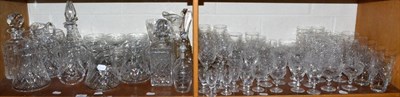 Lot 95 - A large quantity of cut-glassware on two shelves, mainly a Webb and Corbett table service, also...