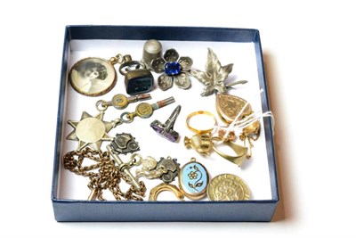 Lot 107 - 9ct gold charms, silver jewellery etc