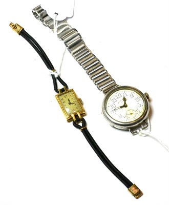 Lot 108 - A West End Watch Co wristwatch, case stamped 0.935 and a lady's 18ct gold wristwatch (2)