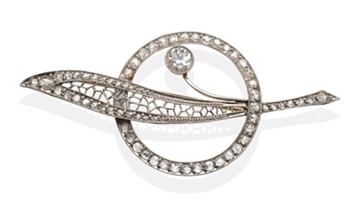Lot 309 - A Belle Epoque Diamond Brooch, an old cut diamond in a milgrain setting, to a pierced rose cut...