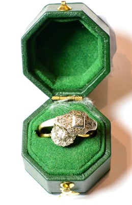 Lot 119 - An 18ct gold platinum diamond set cluster ring with another (2)