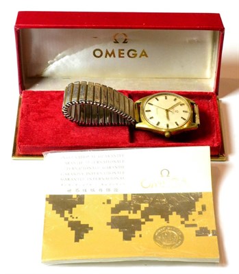 Lot 124 - A gold plated Omega automatic wristwatch and an Omega box and paperwork