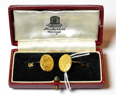 Lot 132 - A pair of 9ct gold cufflinks, by Deakin & Francis