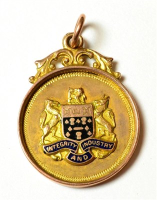 Lot 153 - A 9ct gold enamelled medal