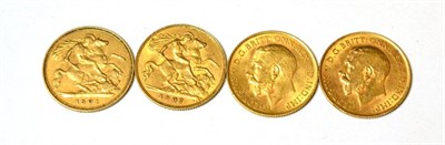 Lot 158 - Four gold half-sovereign, 1901, 1907, two 1914 (4)