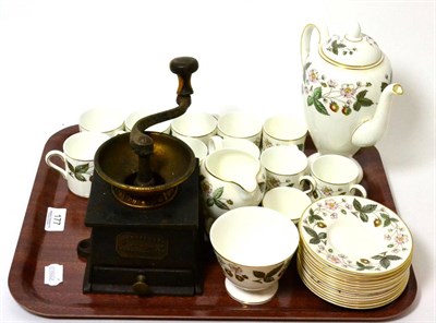 Lot 177 - Wedgwood Strawberry Hill coffee service, together with a 19th century coffee grinder