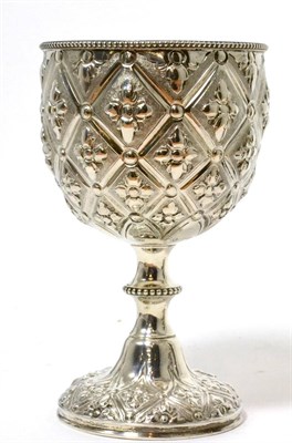 Lot 189 - An early Victorian silver goblet decorated with a lattice work of flowers