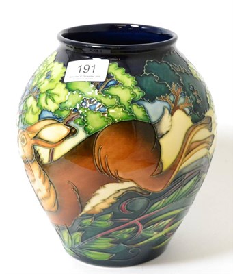 Lot 191 - A modern Moorcroft Sowerby Hare/Flanders Moss pattern trial vase, designed by Philip Gibson,...