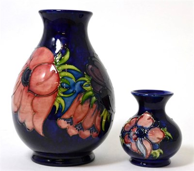 Lot 203 - A Moorcroft Anemone pattern vase, with another smaller (2)