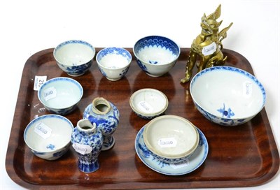 Lot 216 - An 18th century Liverpool porcelain bowl, a Nanking Cargo tea bowl and saucer, bronze figure etc