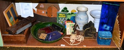 Lot 253 - Quantity of vintage games, studio pottery, 20th century glass etc