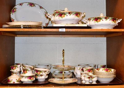 Lot 258 - A Royal Albert Old Country Roses dinner/tea service (on two shelves)