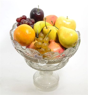 Lot 342 - Regency cut glass centrepiece bowl on separate foot with simulated fruit