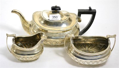 Lot 350 - Silver three piece tea service, Sheffield hallmark