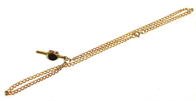 Lot 369 - A 9ct gold curb link chain with hardstone inset watch key