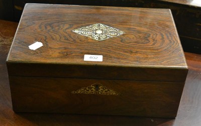 Lot 402 - A Victorian rosewood mother-of-pearl inlaid writing slope