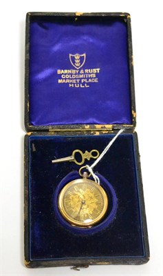 Lot 433 - A Continental gold fob watch stamped '18K', cased