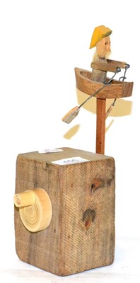 Lot 455 - Robert Race, a wooden automaton, man in rowing boat, 26cm in height, similar to 'Tender to...