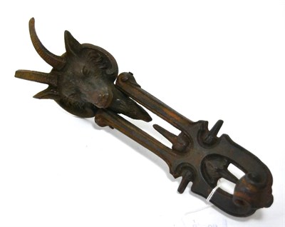 Lot 458 - A Victorian cast iron goat door knocker, by Archibald Kenrick & Sons, no 413, design reg 1864